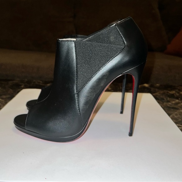 Bootstagram Red Sole Peep-Toe Bootie, Black - Picture 2 of 10
